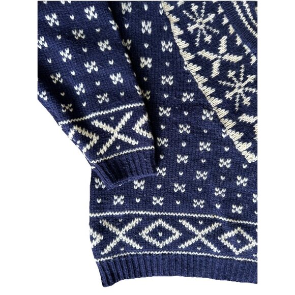 Vintage Illustrations Nordic 100% Shetland Wool Sweater Women's Size Small Blue - Picture 3 of 7